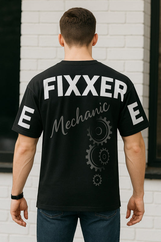 FIXXER Mechanic Gear Graphic T - Shirt -Black''